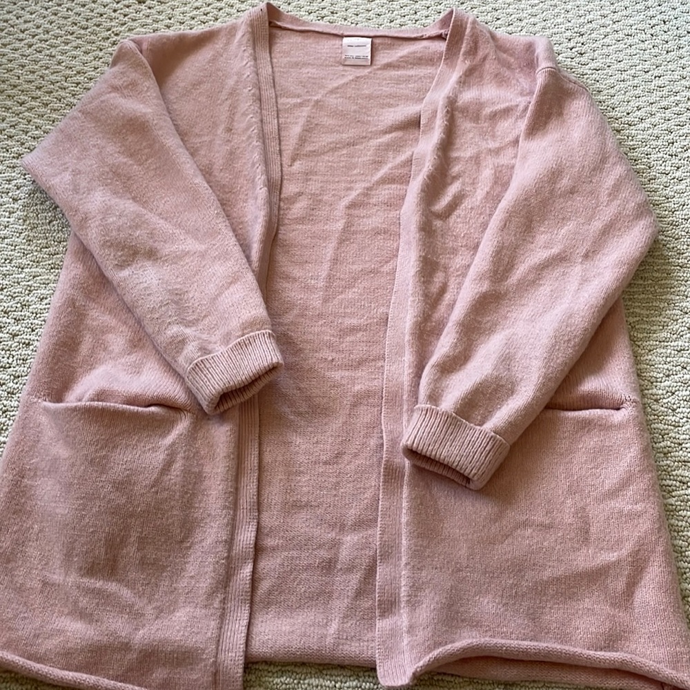 Pink Open Knit Caradigan with Pockets